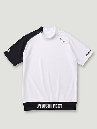 モックネックシャツ　ホワイト&ブラック